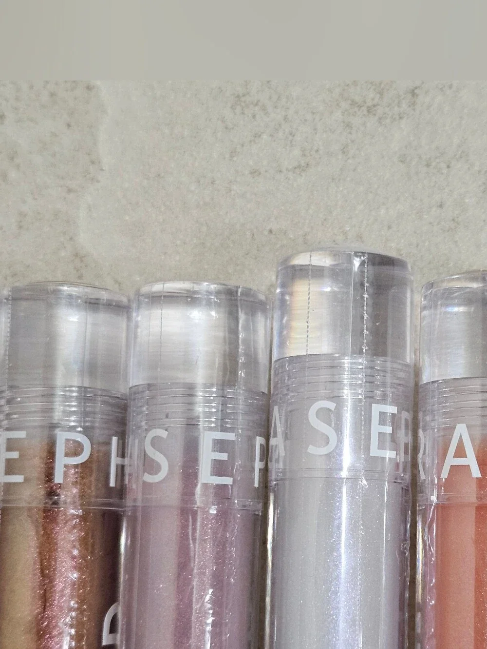 Sephora GLOSSED Lip Gloss Set - Iridescent White, Pale Pink, Gold, Coral, Peach